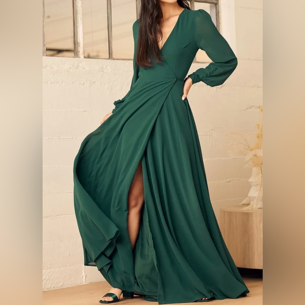 Lulu's Deep Emerald Long Sleeve Dress